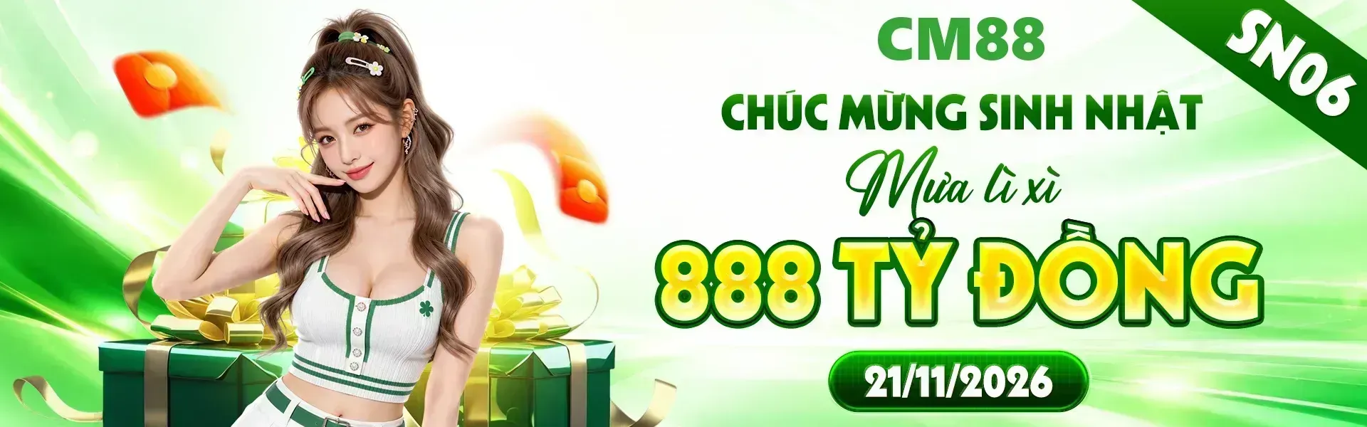 3. Đại tiệc sinh nhật CM88 quy tụ hàng ngàn quà tặng dành cho cộng đồng hội viên. Nhanh tay tạo tài khoản và sẵn sàng đón nhận những phần thưởng thú vị.